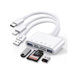 Zore All Round 5in1 Type-C & Lightning & USB Çıkışlı OTG Hafıza Kart Okuyucu