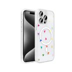 Apple iPhone 15 Pro Max Kılıf M-Safe Şarj Özellikli Şeffaf Zore Folk Sert Kapak