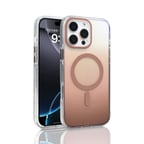 iPhone 16 Pro Max Kılıf M-safe Şarj Özellikli Transparan Renk Geçişli NRTK Toros Kapak - Rose Gold