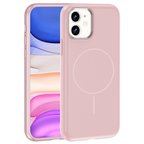 iPhone 11 Kılıf M-Safe Şarj Özellikli Metal Kamera Çerçeveli ALT Edi Silikon Kapak - Rose Gold