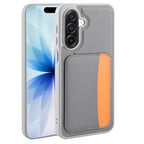 Galaxy A17 Kılıf Kartlıklı MKST X-Kart Silikon Kapak - Koyu Gri