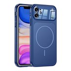 iPhone 11 Kılıf MKST M-Safe Şarj Özellikli Kamera Korumalı Formen Kapak - Mavi