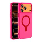 iPhone 17 Pro Kılıf M-Safe Şarj Özellikli MKST Aris Silikon Kapak - Koyu Pembe