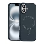 iPhone 16 Kılıf M-Safe Şarj Özellikli Kamera Korumalı MKST Elio Sert PC Kapak - Lacivert