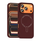 iPhone 17 Pro Kılıf M-Safe Şarj Özellikli Kamera Korumalı MKST Elio Sert PC Kapak - Bordo