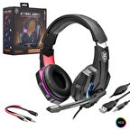 PC OYUN KULAKLIK KABLOLU 1.2MT 3.5MM USBLİ MİKROFONLU LEDLİ HADRON R/G/K-9000