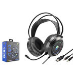 Hadron G883 RGB Ledli Mikrofonlu 2x3.5mm AUX 2mt Kablolu Kulaküstü Oyuncu Kulaklığı - Siyah