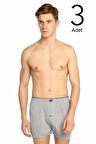 Erkek Karışık Renk 3'lü Paket Penye Düğmeli Boxer