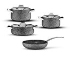Stone-Age 7 Parça Çizilmez Yanmaz Yapışmaz İndüksiyonlu Tencere Seti