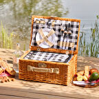 Perotti Cestino Italy Siyah Ekose Astarlı 4 Kişilik Piknik Sepeti