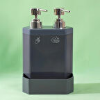 Porsima Marlon Lecce White 2’li Süngerlik Hazneli Mutfak Sıvı Sabunluk-Antrasit