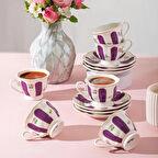 Perotti 16861 Beyoğlu Porselen Kahve Fincan Takımı - 6 Kişilik Kahve Seti Toplam 12 Parça 90 Ml