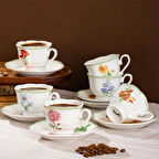 Perotti De Flore 6 Kişilik 12 Parça Porselen Kahve Fincan Takımı