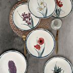 Keramika Anatolian Flowers Servis Tabağı 25 Cm 6 Adet - 20256/61
