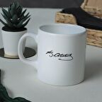 Keramika Atatürk Tek İmza Beyaz Silindir Kupa 1 Adet