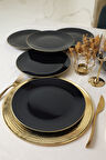 Keramika Siyah Gold Ege Servis Tabağı 26 Cm 6 Adet