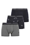U.S. Polo Assn.  Erkek 200 Lacivert-Antrasit Melanj - Lacivert 3 lü Boxer 