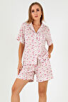 DoReMi Pink Floral Kısa Kollu Kadın Şortlu Pijama Takım