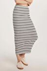 Kadın Slim Fit Viskon Çizgili Normal Bel Etek