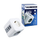 VEA VE-23089 3 Soketli 2xUsb+Type-C Çocuk ve Termal Korumalı Priz