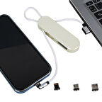 POWERMASTER PM-25905 BEYAZ 3İN1 (TYPE C- LİGHTNİNG- MİCRO USB) MANYETİK UÇ TAŞINABİLİR ŞARJ KABLOSU