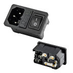 C14 POWER SOKET ERKEK ANAHTARLI+FUSELİ KULAKSIZ UL (IC-214A-S)