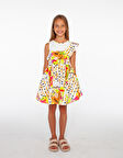 Papaya Desenli, Rahat Kalıp Kız Çocuk Elbise