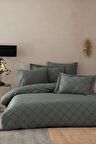 Ecocotton Mahfer Çift Kişilik Nevresim Takımı %100 Organik Pamuk Saten Brodeli Yeşil 200x220 Cm