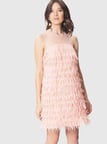 Askılı Püsküllü  Mini Elbise   Pembe