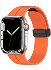 Apple Watch 44mm Manyetik Klipsli Silikon Lüx Kordon