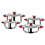 Oms 8 Parça Paslanmaz Çelik Tencere Seti