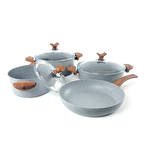 Oms 7 Parça Granit Tencere Seti Gri