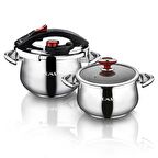 OMS 5-7 Litre Küre Matik 4 Parça 2li Çelik Düdüklü Tencere Seti