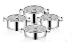 Oms Silindir 8 Parça Paslanmaz Çelik Tencere Seti 1141 
