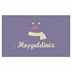 Yılbaşı Hoşgeldiniz Kardan Adam Tasarım Kapı Önü ve Ev İçi Paspas 45x75 cm