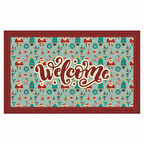 Yılbaşı Welcome Noel Baba Aile Tasarım Kapı Önü ve Ev İçi Paspas 45x75 cm