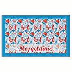 Yılbaşı Hoşgeldiniz Noel Simgeleri Tasarım Kapı Önü ve Ev İçi Paspas 45x75 cm