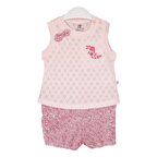 Bibaby Pink Flowers Şortlu Jakarlı Bebek Takımı - 2 li - Pembe