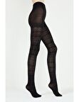 Penti Kadın Külotlu 150 Den Caroline Desenli Triko Kalın SiyahÇorap