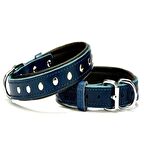 Doggie Comfort Rivet Desenli Deri Köpek Boyun Tasması SBT-2011 M Mavi