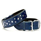 Doggie Comfort Rivetli Deri Boyun Tasması Mavi SBT-4011 4,0x65 cm 