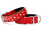 Doggie Comfort Deri Çivili Köpek Boyun Tasması Medium Kırmızı 4x52-60 Cm