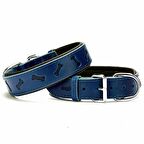 Doggie Yumuşak Dokulu Kemik Desenli Köpek Boyun Tasması Mavi SBT-4035 L