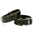 Doggie Comfort Pati Desenli Deri Boyun Tasması 2536 Siyah