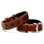 Doggie Comfort Pati Desenli Deri Boyun Tasması 2536 Kahverengi