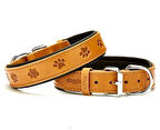 Doggie Comfort Deri Pati Desenli Köpek Boyun Tasması Medium Camel 3x42-50 Cm
