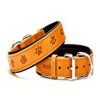 Doggie Comfort Pati Desenli Deri Boyun Tasması 4064 Kamel