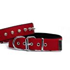 Doggie Çivi Desenli Köpek Tasması 3*55 cm Medium Kırmızı