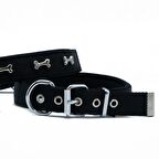 Doggie Comfort Metal Kemik İşlemeli Köpek Boyun Tasması L 2.5x42-50cm Siyah