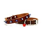 Nazar Boncuklu Kedi Ve Küçük Irk Köpek Tasması 1x14-18 cm Kahve XSmall